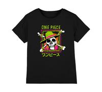 One Piece Jolly Roger Colourful Logo Kids T-Shirt, Black, 9-11Y