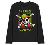 One Piece Jolly Roger Colourful Logo Unisex Long Sleeve T-Shirt, Black, Large