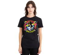 One Piece Jolly Roger Tropical Logo Ladies T Shirt, Black, X-Large