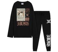 One Piece Kids Pyjamas Set - Cotton Lounge Wear Long Top and Bottoms Teenagers Kids PJs 7-14 Years Anime Gifts for Kids (Black, 13-14 Years)