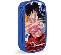One Piece Luffy Anime Large-Capacity Pencil case, Stationery Bag, Multi-Function Stationery Box, Suitable for Young Men and Women-Blue SAOE