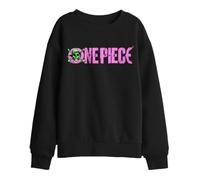 One Piece Luffy Jolly Roger Bright Logo Kids Sweatshirt, Black, 7-8Y