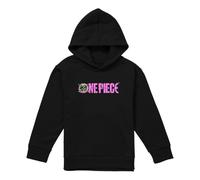 One Piece Luffy Jolly Roger Bright Logo Youth Kids Pull-Over Hoodie, Black, 5-6Y