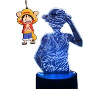 One Piece Luffy LED Night Light - 7-Color 3D Touch Illusion Desk Lamp with USB Charging, Touch Switch, Luffy Keychain Gift for Kids