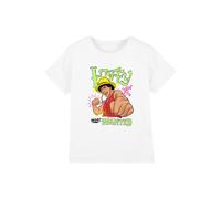 One Piece Luffy Most Wanted Scribble Kids T-Shirt, White | Size: 7-8 Years One Piece White 7-8 Years