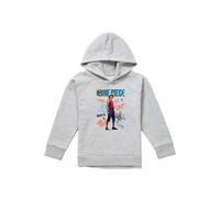 One Piece Luffy Pirate Life Youth Kids Pull-Over Hoodie, Athletic Heather in Grey | Size: 9-11 Years One Piece Grey 9-11 Years