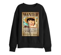 One Piece Luffy Pirate Wanted Poster Kids Sweatshirt, Black, 12-13Y