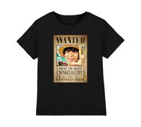 One Piece Luffy Pirate Wanted Poster Kids T-Shirt, Black, 12-13Y