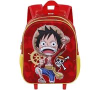 One Piece Luffy-Small 3D Backpack with Wheels, Red, 13 x 26 x 34 cm, Capacity 1