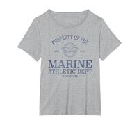 One Piece Marine Athletic Dept T-Shirt, Women's Plus, Heather Grey, 3X