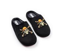 One Piece Black Logo Mule Slippers | Men's Indoor Footwear | Cartoon Character Design | Comfortable Loungewear | Easy Pull-On Style | Perfect for Relaxing at Home Merch - 9-10 UK