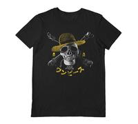 One Piece Men's Live Action Skull Hat T-Shirt in Black | Size: 2XL One Piece Black 2XL