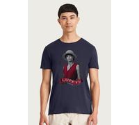 One Piece Men's Monkey D Luffy Live Action Straw Hat Pirate T-Shirt in Navy | Size: XL One Piece Navy XL