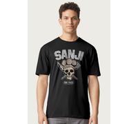 One Piece Men's Sanji Straw Hat Pirates Chef Skull N Crossbones Anime T-Shirt in Black | Size: Medium One Piece Black M