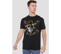 One Piece Men's Straw Hat Jolly Roger T-Shirt in Black | Size: Large One Piece Black L