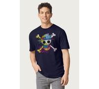 One Piece Men's Straw Hat Pirates Colour Logo Monkey D Luffy T-Shirt in Navy | Size: XL One Piece Navy XL
