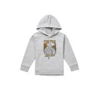 One Piece Mihawk Etched Portrait Youth Kids Pull-Over Hoodie, Athletic Heather in Grey | Size: 9-11 Years One Piece Grey 9-11 Years