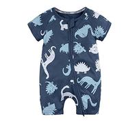 One-Piece Newborn Baby Boys Girls Romper Suit, Chickwin Summer Cotton Short Sleeve Animals Print Infant Toddler Jumpsuit Bodysuit Pajamas Shorts Romper Outfit (66cm,Blue Dinosaur)