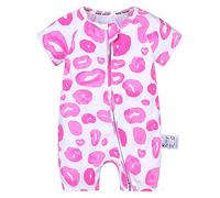 One-Piece Newborn Baby Girls Romper Suit, Chickwin Summer Cotton Short Sleeve Pink Print Baby Infant Toddler Jumpsuit Bodysuit Pajamas Shorts Romper Outfit (66cm,Pink Lips)
