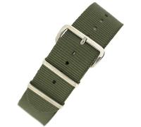 One-Piece Nylon Watch Strap in Green with Polished Buckle & Keepers (22mm)