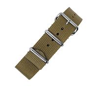 One-Piece Nylon Watch Strap in Khaki with Polished Buckle & Keepers (20mm)