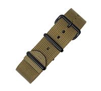 One-Piece Nylon Watch Strap in Khaki with PVD Buckle & Keepers (20mm)