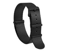 One-piece Nylon Watch Straps 16mm 18mm 20mm 22mm 24mm Watchband For Men And Women Replacement Stainless Steel Buckle(Black,18mm)