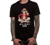 One Piece Official Licensed Merchandise Monkey D. Luffy Peace Unisex T-Shirt Tee (Large) Black