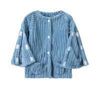 One Piece Pediatric Hospital Gown, Flannel Post-Surgery Nursing Clothes for Kids with Full Open Back & Pocket(Blu,120)