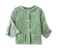 One Piece Pediatric Hospital Gown, Flannel Post-Surgery Nursing Clothes for Kids with Full Open Back & Pocket(Grn,150)
