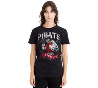 One Piece Pirate Luffy Ladies T Shirt, Black, Large