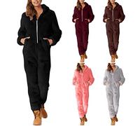 One Piece Pj Women Jumpsuit - Fleece Jumpsuit For Winter For Women - Jumpsuits Loungewear, Soft Comfortable Jumpsuits, All - In - One Outfit, Winter Warm Sleepwear, Zip Up Hooded Pjs