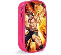 One Piece Portgas D Ace Anime Large-Capacity Pencil case, Stationery Bag, Multi-Function Stationery Box, Suitable for Young Men and Women-Pink SAOE