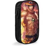 One Piece Portgas D Ace Anime Large-Capacity Pencil case, Stationery Bag, Multi-Function Stationery Box, Suitable for Young Men and Women-Black SAOE