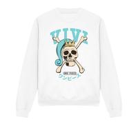 One Piece Princess Vivi Collegic Skull Unisex Sweatshirt, White, XX-Large