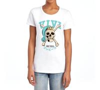 One Piece Princess Vivi Collegic Skull Womens T-Shirt, White, S