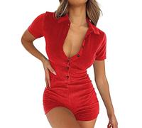 One-Piece Pyjamas Short Women's Jumpsuit Women's Elegant Long Sleeve Y2K One-Piece Bodysuit Sport V-Neck Bodycon Comfort Fit Pyjamas Onesie Jumpsuit Stretch Pyjamas Romper Beach Jumpsuit One Piece,