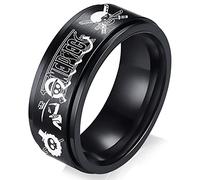 One Piece Ring Anime Rings for Men Luffy Anxiety Fidget Spinner Ring Black Anime Jewelry 8MM Stainless Steel Ring Size 11 (Hat A Gang, 11), Stainless Steel, stainless steel