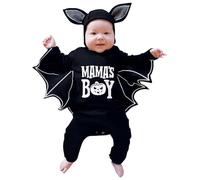 One-Piece Romper Baby Halloween Costume Funny Bat Hoodie Outfits Set with Ear Hat Newborn Baby Boy Girl Halloween Costumes 0-24 Months