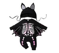 One-Piece Romper Baby Halloween Costume Funny Bat Hoodie Outfits Set with Ear Hat Newborn Baby Boy Girl Halloween Costumes 0-24 Months