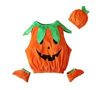 One-Piece Romper Baby Halloween Costume Newborn Outfit Jumpsuit Ghost Pumpkin Fancy Dress Fleece Unisex Boy Girls Warm Bodysuit Outerwear Clothing Set for 0-36Months Orange