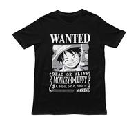 One Piece Ruffy Wanted Poster T-Shirt - Officially Licensed Abysse Adults Anime Tee, Premium Cotton, Luffy Mugshot Graphic (UK, Alpha, L, Regular, Regular) Black