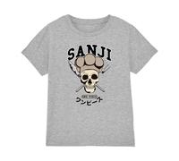 One Piece Sanji Collegic Skull Kids T-Shirt, Athletic Heather, 9-11Y