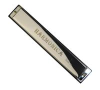 One Piece Set Of 24 Holes Octave Metal Harmonica C Key With Box Instrument Harmonica Suitable For Beginners (Color : Silver)