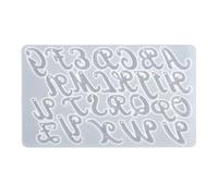 One Piece Silicone Alphabet Resin Molds Floral 26 English Letter Silicone Molds Crystal Jewelry Casting Mould with Small Keyring Moulds for Phone Grips, Ornaments