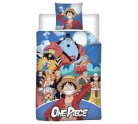 One Piece Single Duvet Cover 140x200 + Pillowcase 65x65 Luffy Zoro Nami v2 | Reversible bedding | Polycotton quick dry | Straw Hat crew | Official manga licence | Gift anime fans | Machine washable