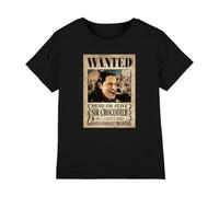One Piece Sir Crocodile Pirate Wanted Poster Kids T-Shirt, Black, 9-11Y