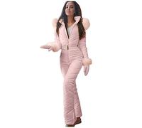 One-Piece Ski Jumpsuit - Women's Winter Snowboard Suit with Hood, Thick & Hot for Outdoor Sports