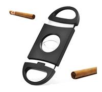 One Piece Stainless Steel Cigar Scissors, Portable Double-Edged Cigar Cutter, Tobacco Cutting Tool, Black ABS Cigarette Holder, Smoking Tool Cutter, Suitable for Most Sizes of Cigar Scissors
