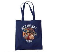 One Piece Straw Hat Crew Grocery Travel Reusable Tote Bag, Navy